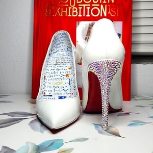 Christian Louboutin Greekaba White and Multicolor Crystal Heels